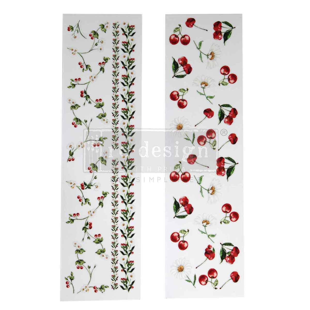 DAISY CHERRY DELIGHT -  Luxe Transfers® – 2 sheets, 3.25″x11.5″