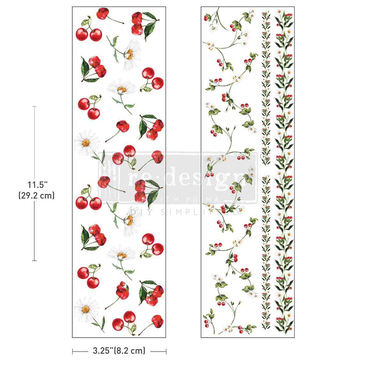 DAISY CHERRY DELIGHT -  Luxe Transfers® – 2 sheets, 3.25″x11.5″