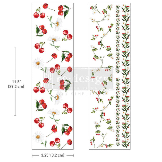 DAISY CHERRY DELIGHT -  Luxe Transfers® – 2 sheets, 3.25″x11.5″