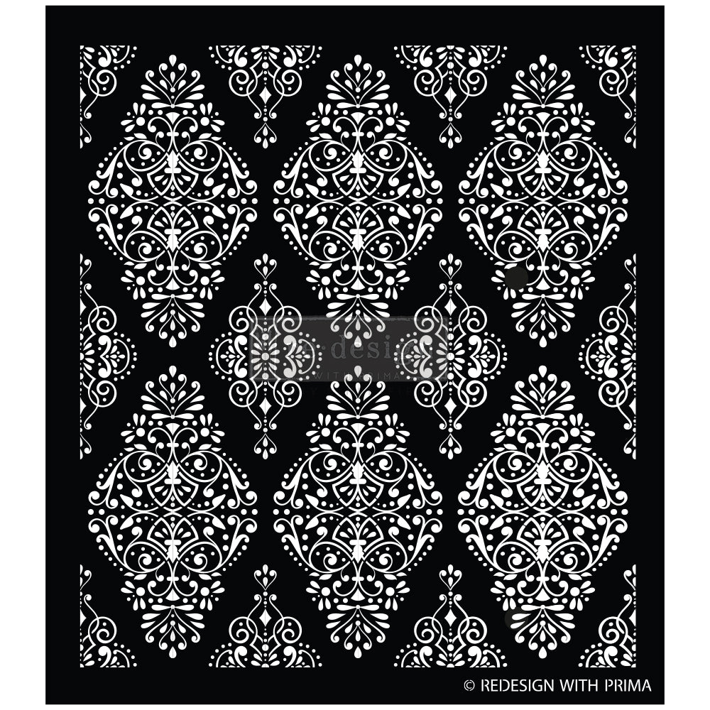 Diamond Flourish  - Redesign Stencil - 17.25″x21″, design size 15.5″x17.3″- Laser cut on 16 mil Mylar