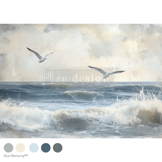 ECHOES ON THE WATER - DECOUPAGE DECOR TISSUE PAPER - 1 SHEET 19.5" X 30"