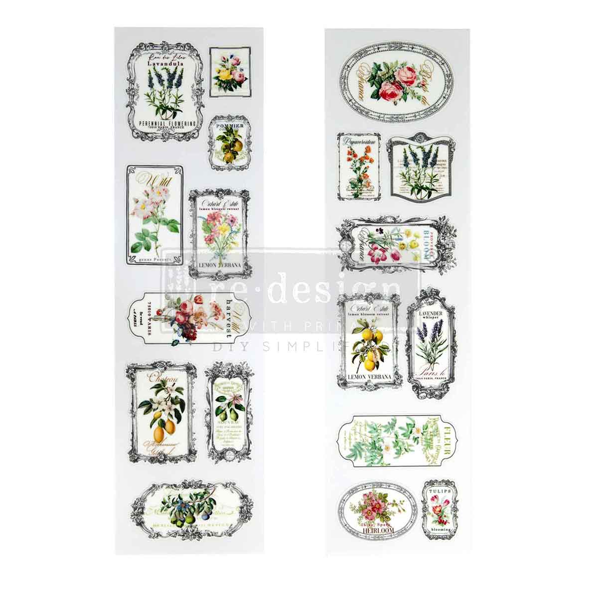FLEUR DE FRAME -Luxe Transfers® – 2 sheets, 3.25″x11.5″