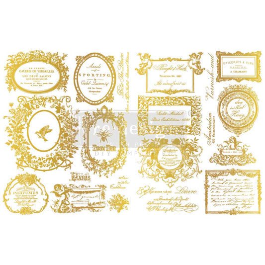 FLEUR DE MINUIT - H20 TRANSFERS GOLD - 2 SHEETS , 8.5″x11″