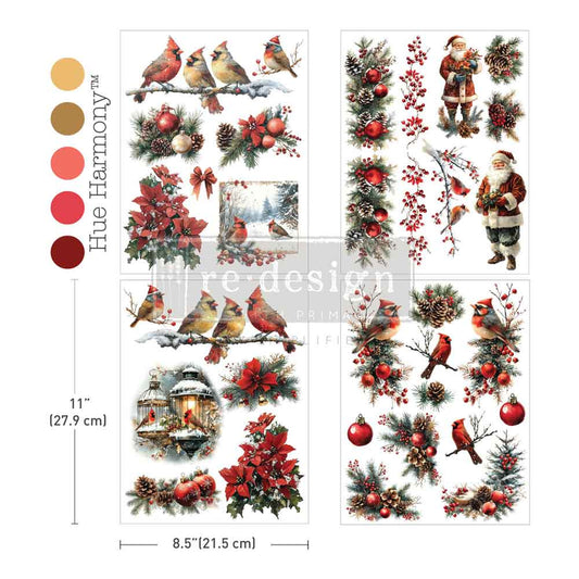 FEATHERED ELEGANCE  CHRISTMAS - A3 Decoupage Fiber Pack  - 2 sheets, 11.7″x16.5″