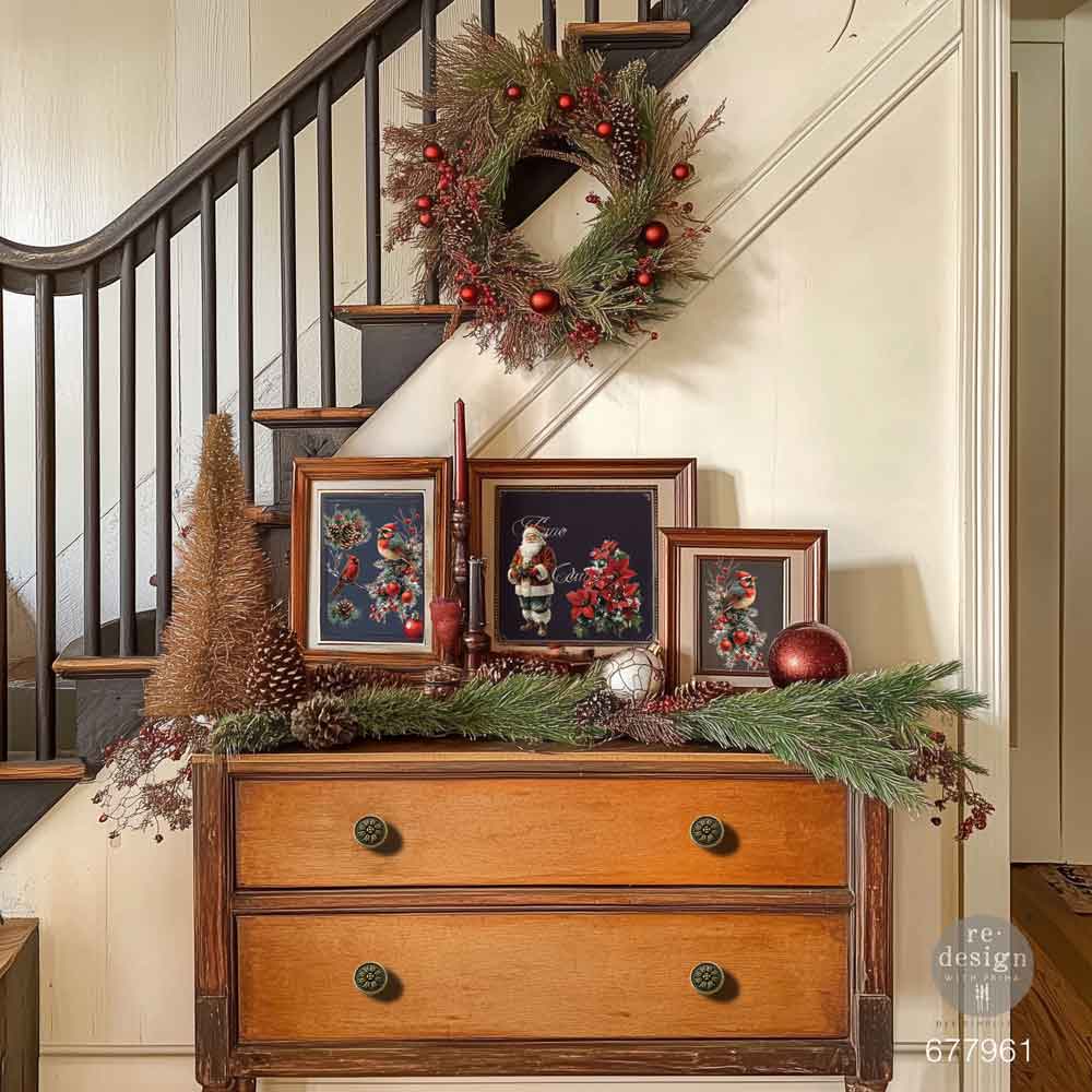 FEATHERED ELEGANCE  CHRISTMAS - A3 Decoupage Fiber Pack  - 2 sheets, 11.7″x16.5″