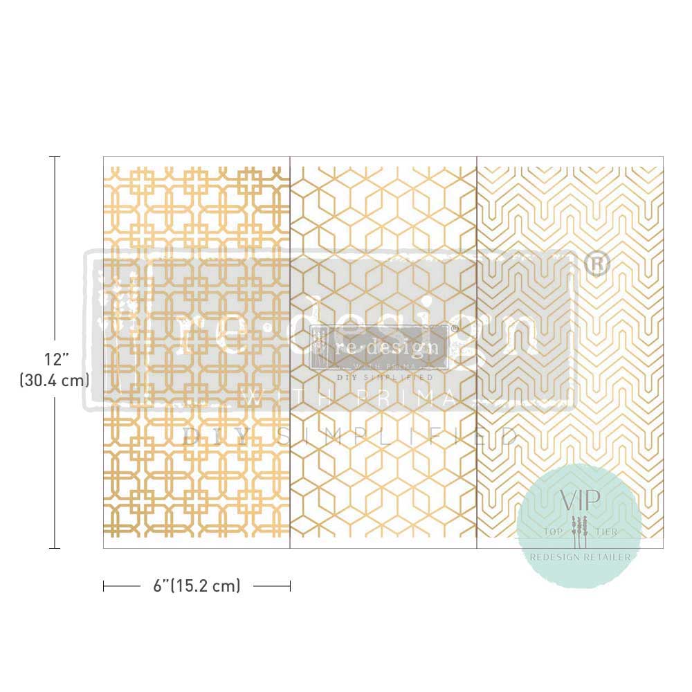 MOTIF GEOMETRIQUE - Decor Transfers® – 3 sheets, 6″x12″ / rub-ons