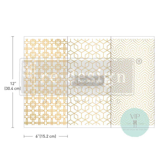 MOTIF GEOMETRIQUE - Decor Transfers® – 3 sheets, 6″x12″ / rub-ons
