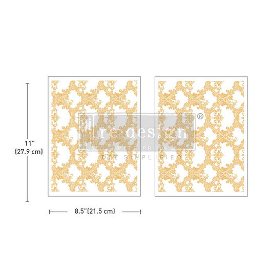 GOLDEN LACEWORK - MIDDY  FOIL TRANSFERS ® KACHA - 2 SHEETS, 8.5″x11″