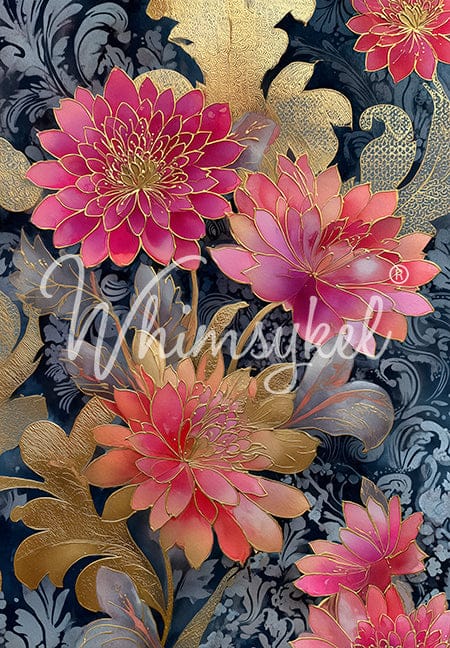 GILDED FLOWERS - 18LB TISSUE PAPER - WHIMSYKEL DESIGNS - 21" BY 29"