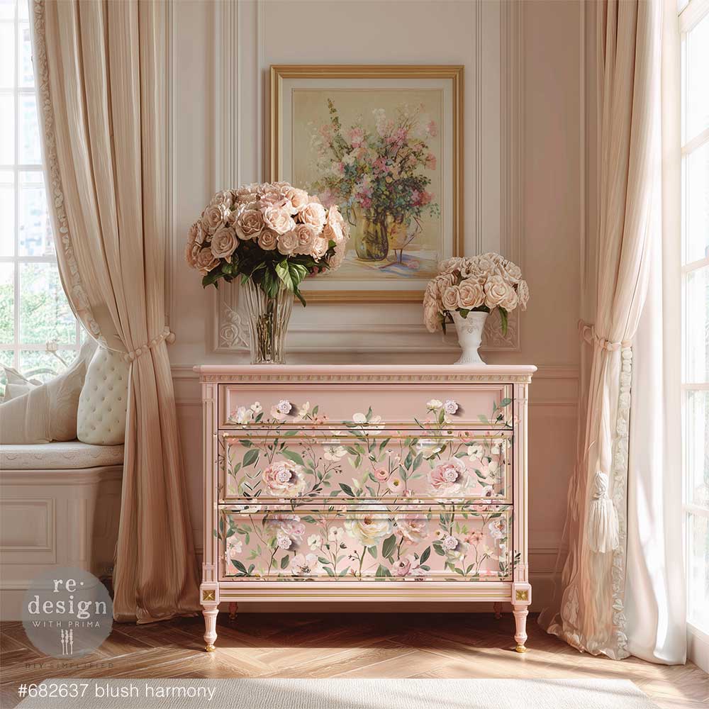 BLUSH HARMONY - DECOR TRANSFERS - TOTAL SHEET SIZE - 24″x35″, CUT INTO 4 SHEETS