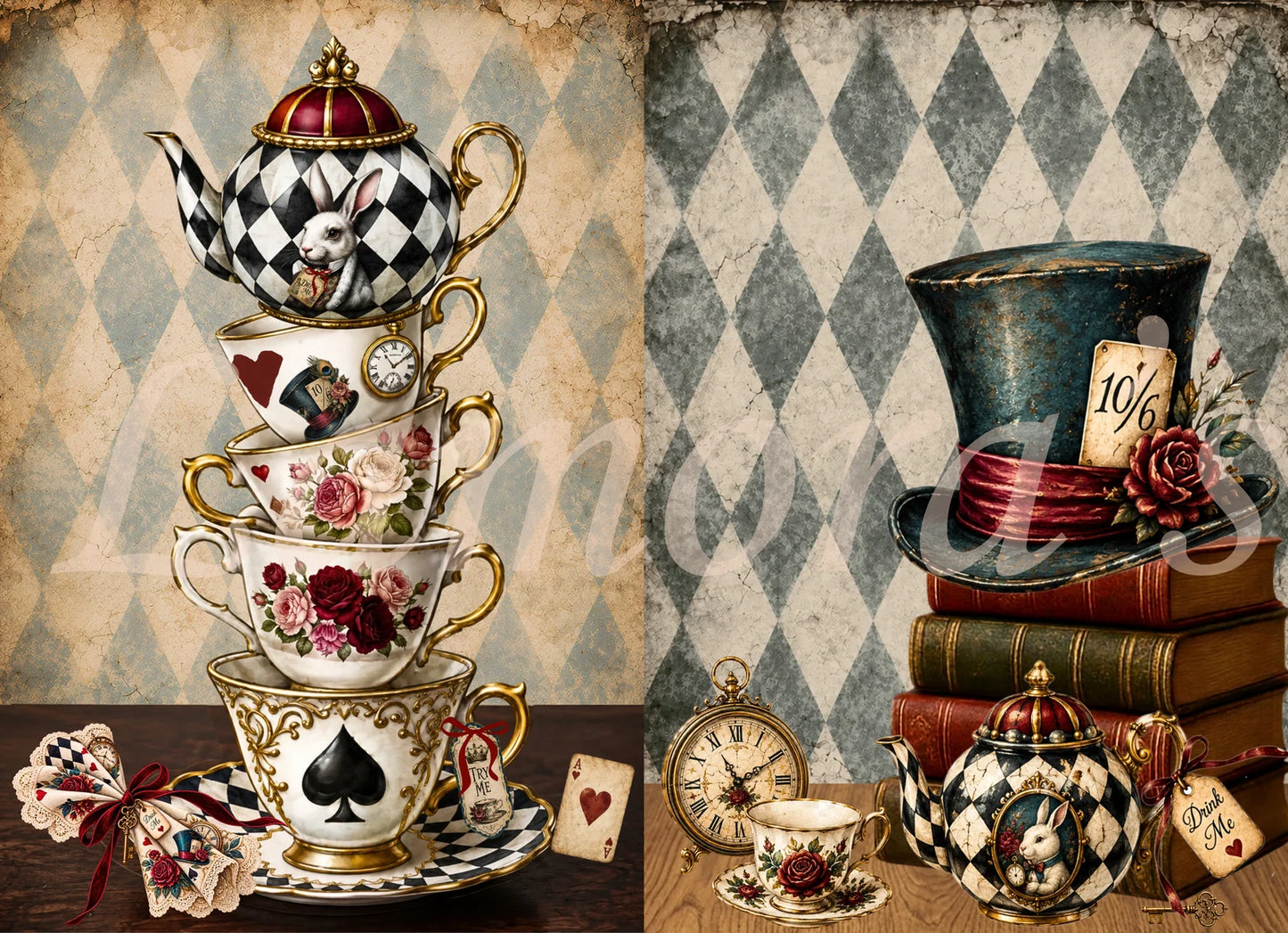 HATTER'S TEA PARTY DUO - LAMORA'S DECOUPAGE TISSUE PAPER - 18LB - 21" BY 29"