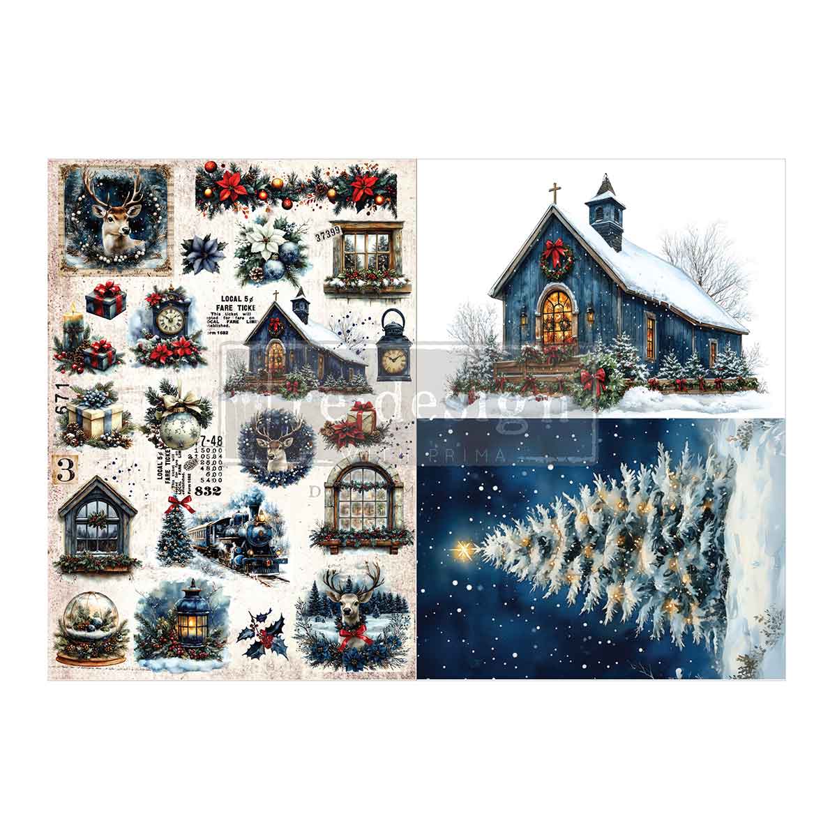 HEARTH & HOLLY -  A3 DECOUPAGE FIBRE PACK -  – 2 sheets, 11.7″x16.5″