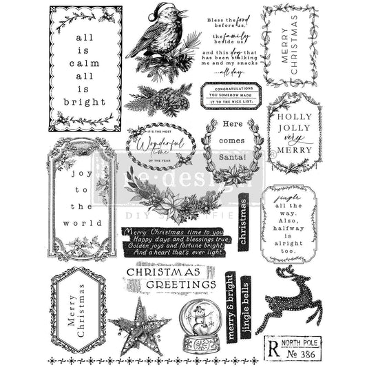 HOLLY JOLLY STAMP - REDESIGN DECOR STAMP - 8.5×11 sheet