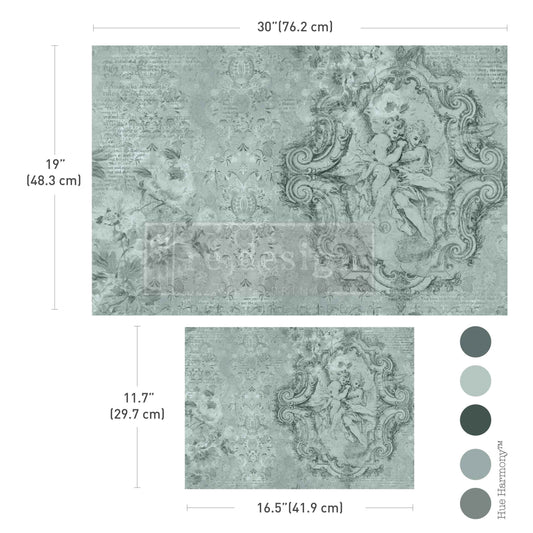 JARDIN DES CHERUBINS - DOUBLE DELIGHT DECOUPAGE PAPER SET - – TOTAL 2 SHEETS – 1 SHEET, 19.5″x30″ + 1 SHEET, 11.7″x16.5″