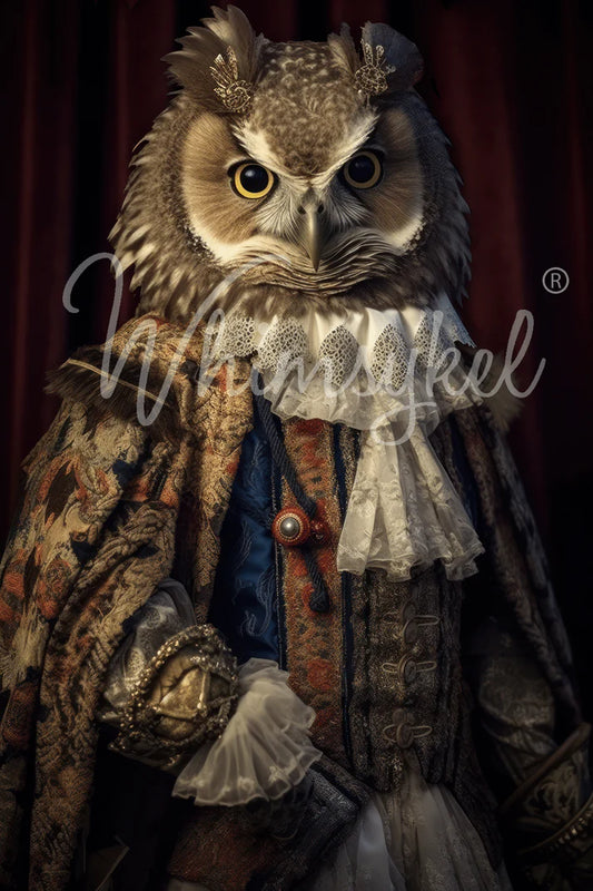 KING HOOTSWORTH - WHIMSYKEL DESIGNS - 21" BY 29"  - 18LB TISSUE PAPER