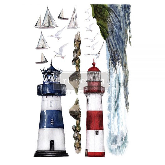 LIGHTHOUSE  - Redesign Decor Transfer- TOTAL SHEET SIZE 24″X35″, CUT INTO 2 SHEETS