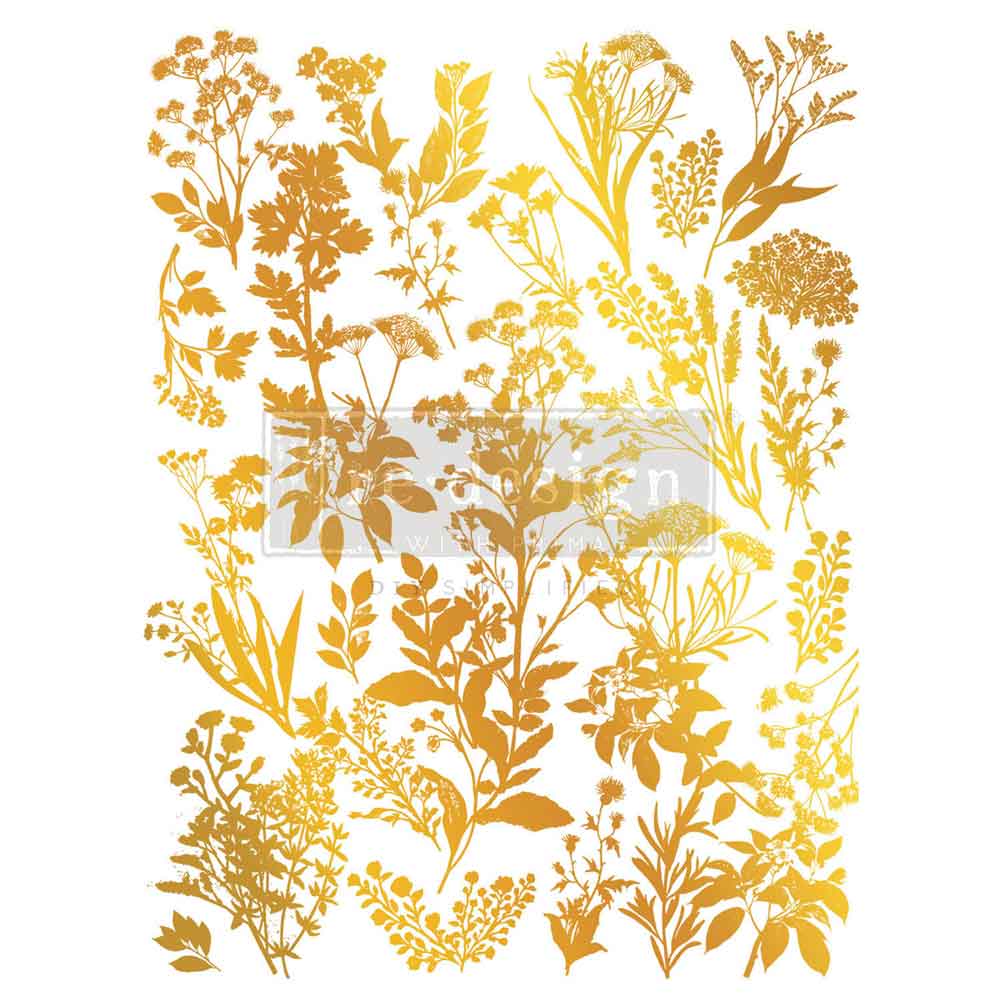 LUXE FOLIAGE - Decor Transfers® Gold Foil by Kacha - – total sheet size 18″x24″, cut into 2 sheets