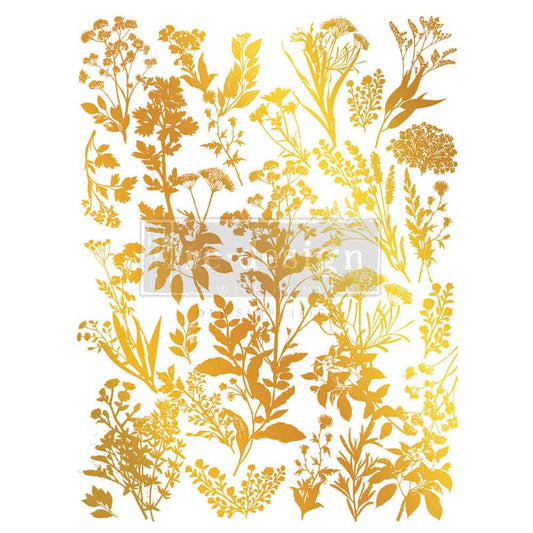 LUXE FOLIAGE - Decor Transfers® Gold Foil by Kacha - – total sheet size 18″x24″, cut into 2 sheets