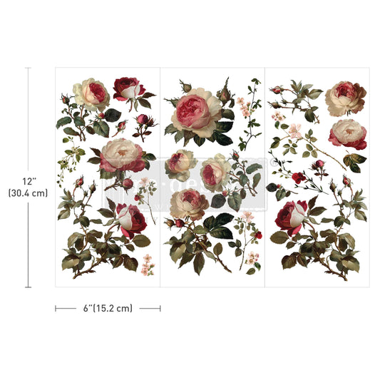 MIDNIGHT ROSE - SMALL TRANSFER - 3 SHEETS - 6" BY 12"