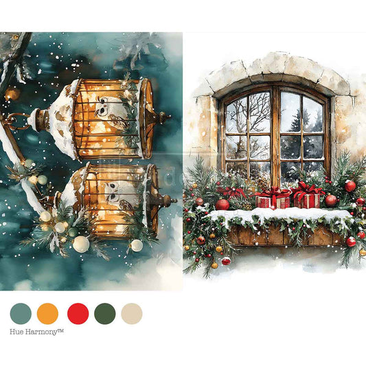 NOEL NIGHT OWL - A4 Decoupage  – 1 sheet, 8.27″x11.69″