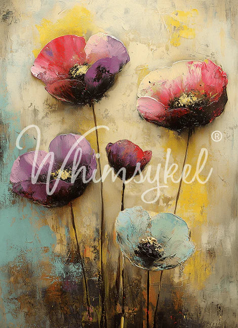 PAINTED POPPIES - WHIMSYKEL DESIGNS - 21' BY 29 " - 18 LB TISSUE PAPER