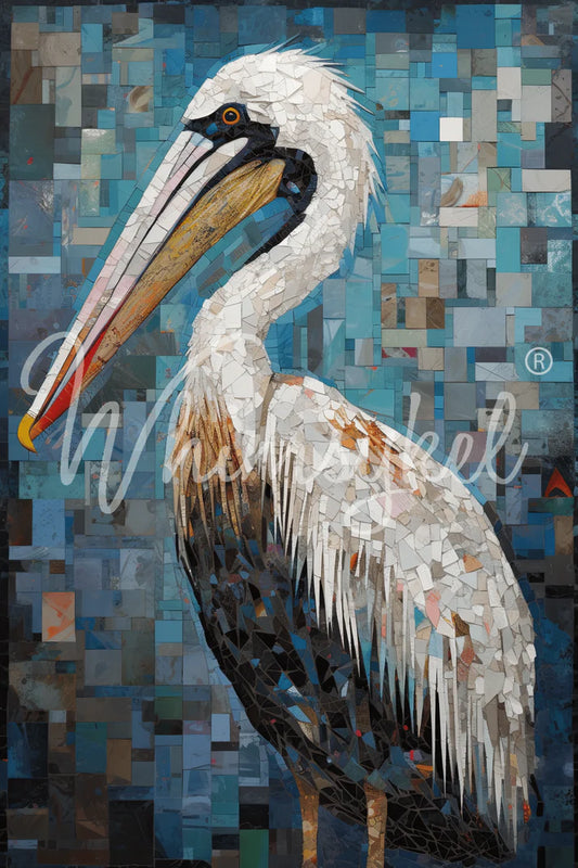 PELICAN MOSAIC - WHIMSYKEL DECOUPAGE PAPER - 18 LB TISSUE - 29" BY 21"