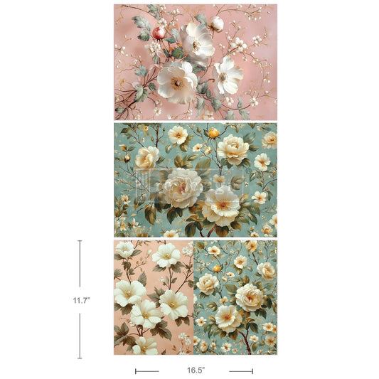 PURE PETAL ELEGANCE - A3 DECOUPAGE PAPER - 11.7" BY 16.5" - LIMITED EDITION