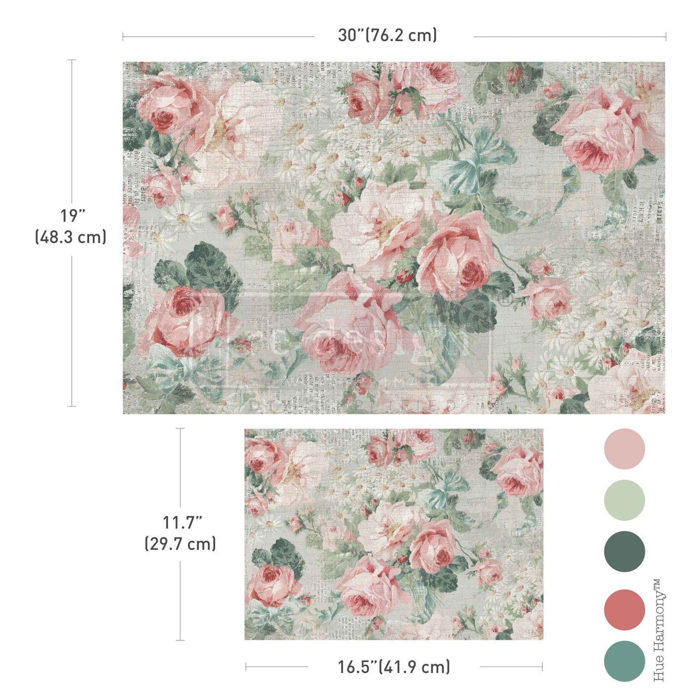 PINK BLOSSOM  BLISS - DOUBLE DELIGHT DECOUPAGE PAPER SET - TOTAL 2 SHEETS - 1 SHEET 19.5" X 30" ,+ 1 SHEET 11.7" X 16.5"