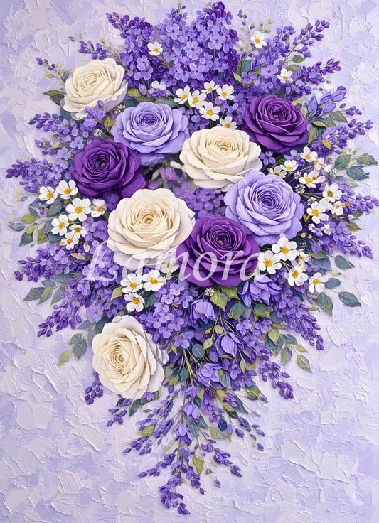 PURPLE ROSES - LAMORA'S DECOUPAGE TISSUE PAPER - 18LB - 21" BY 29"