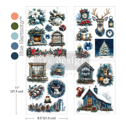 QUIET COUNTRY BLUE  - MIDDY PLUS TRANSFERS - 3 SHEETS + 1 BONUS SHEET, 8.5" X 11"