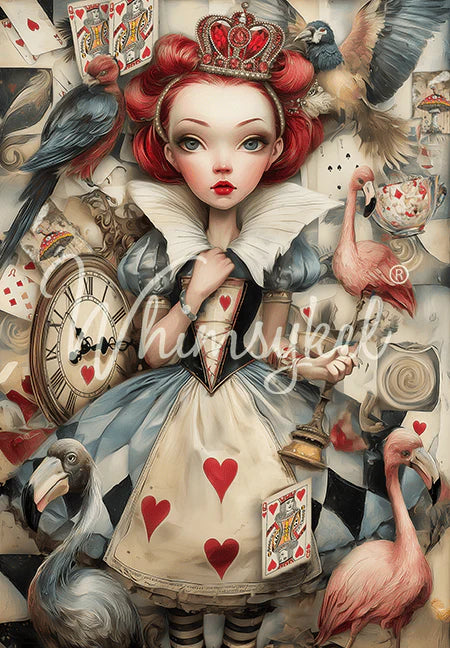 QUEEN OF HEARTS - 18LB TISSUE PAPER - WHIMSYKEL DESIGNS 21" BY 29"