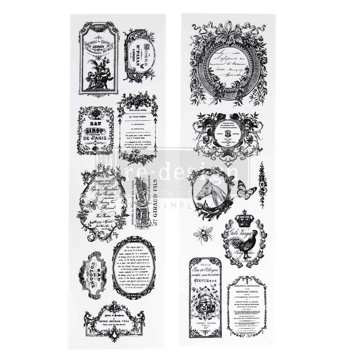 ROMANCE EN FLEUR -Luxe Transfers® – 2 sheets, 3.25″x11.5″