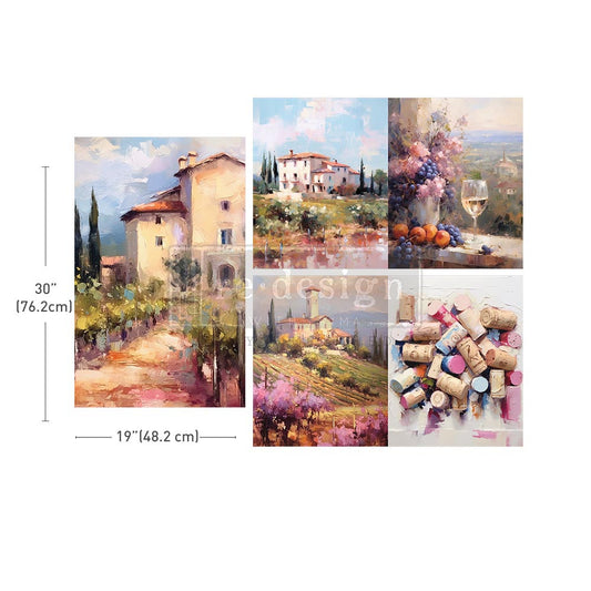 ROMANTIC GETAWAY - 19" BY 30" DECOUPAGE TISSUE PAPER ( 3 SHEETS)