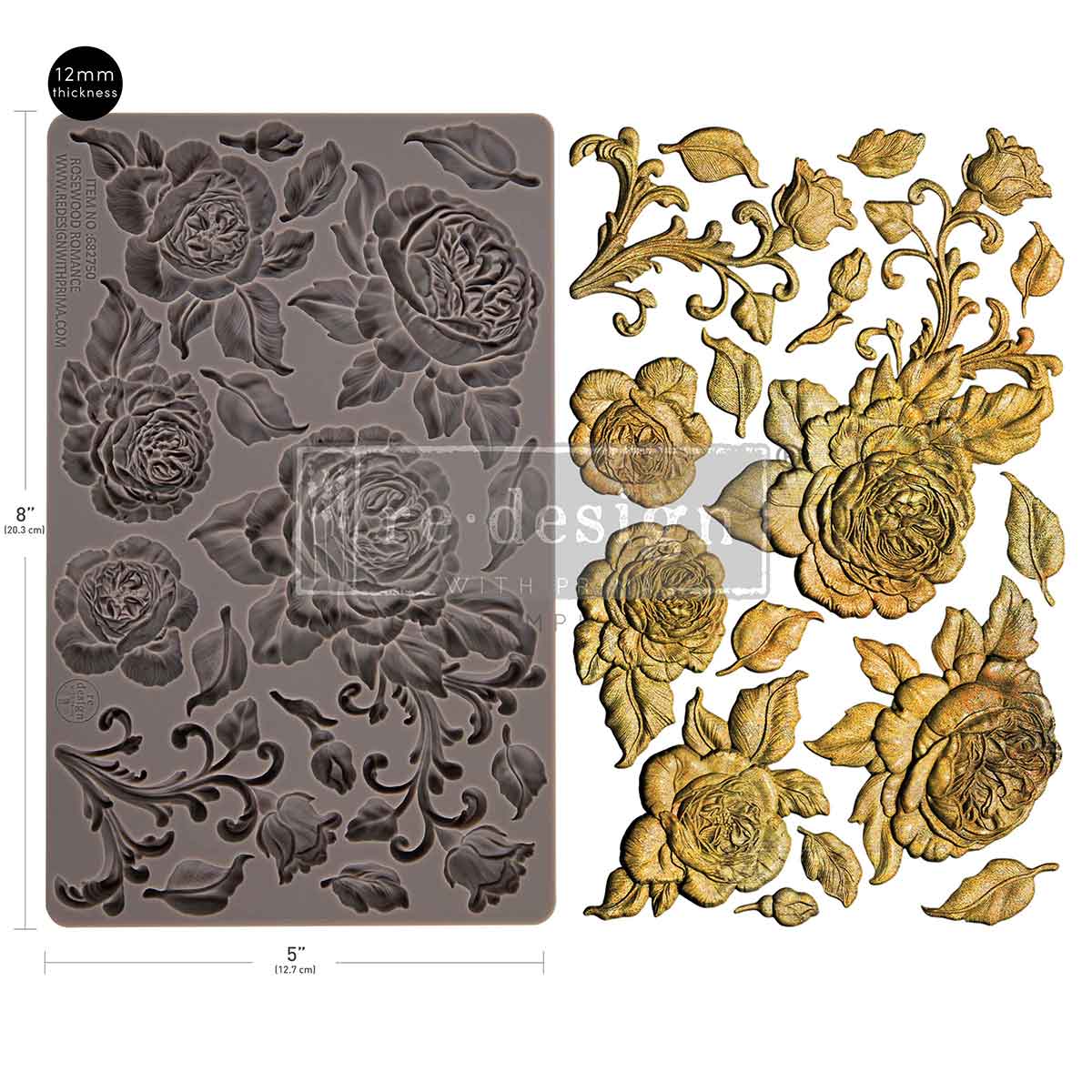 ROSEWOOD ROMANCE - DECOR MOULDS - 1 PC, 5" X 8" X 12 MM