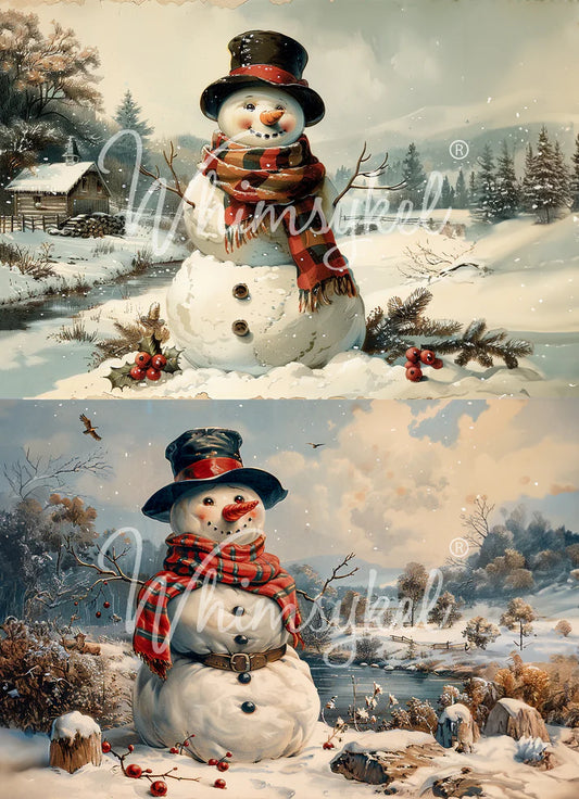 SNOWMAN DUO - WHIMSYKEL DESIGNS - 18LB TISSUE PAPER - 21" BY 29"