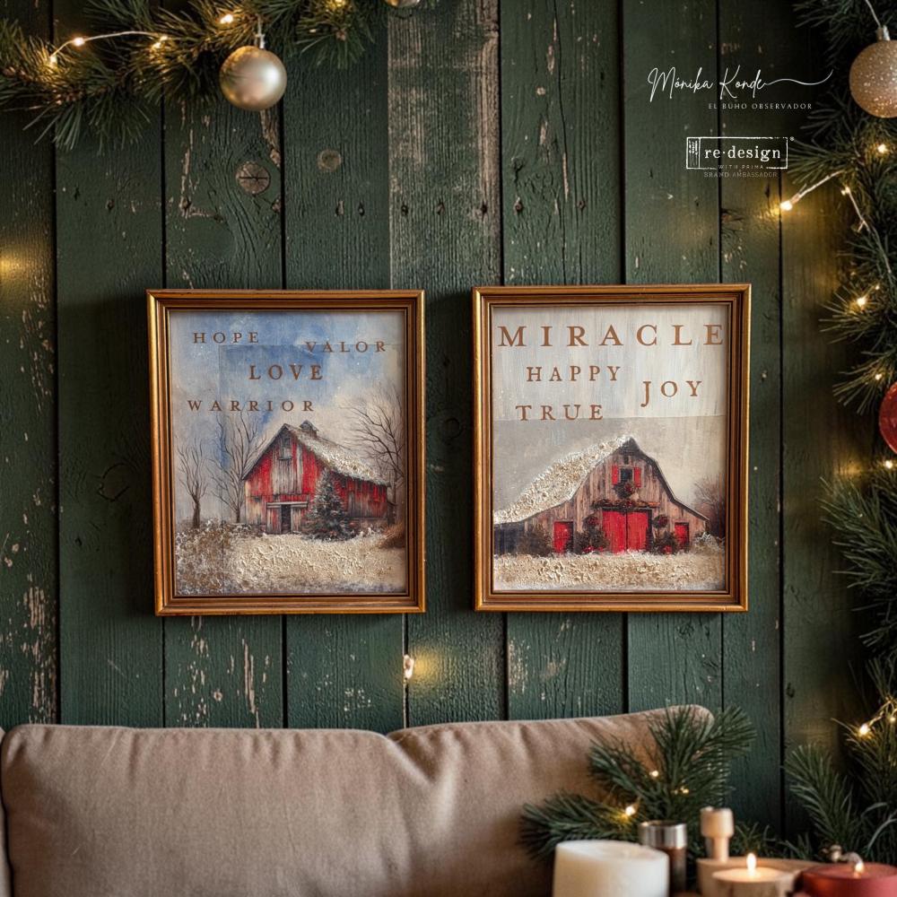 SNOWY VILLAGE CHARM - A3 DECOUPAGE FIBRE PK  – 2 sheets, 11.7″x16.5″