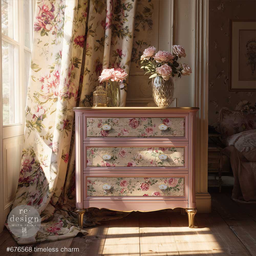 TIMELESS CHARM - DOUBLE DELIGHT DECOUPAGE FIBER PAPER - TOTAL 2 SHEETS - 1 SHEET 19.5" BY 30" +1 SHEET  11.7" BY 16.5"