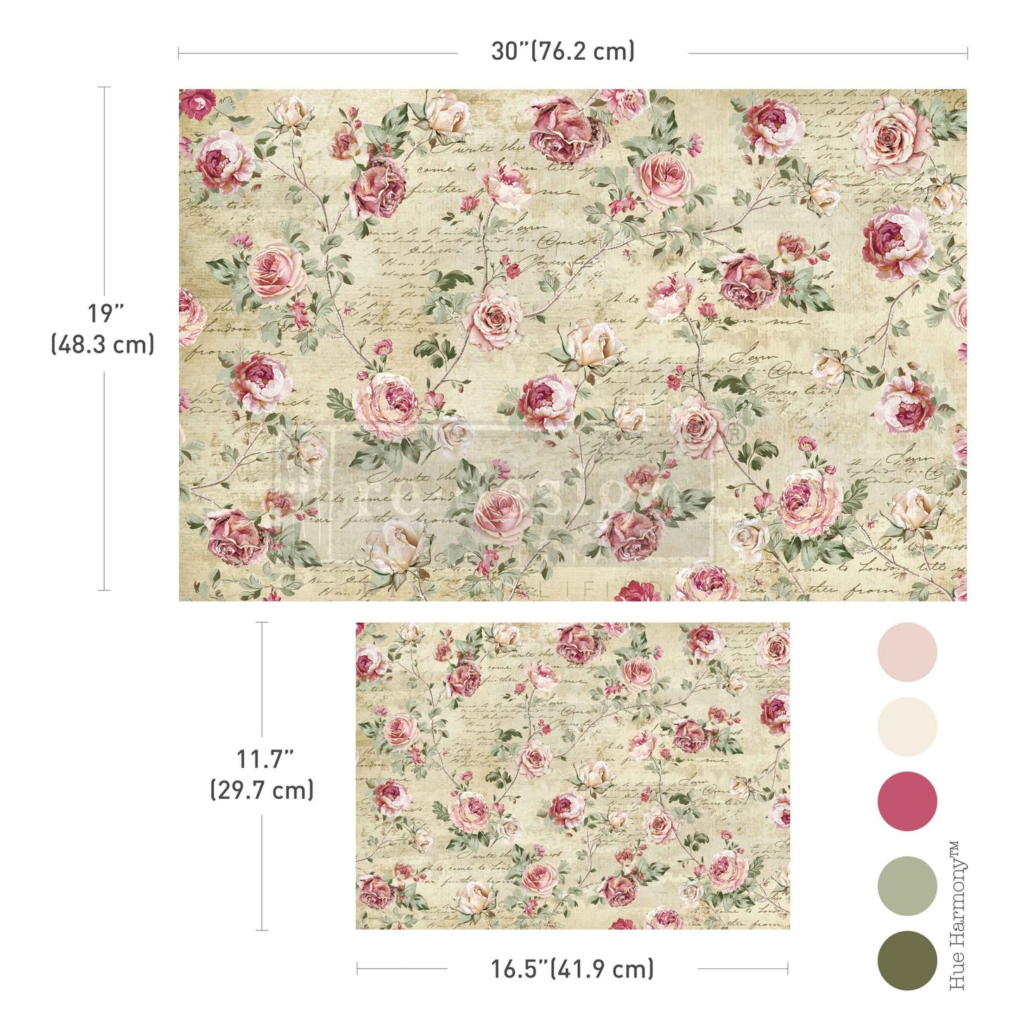 TIMELESS CHARM - DOUBLE DELIGHT DECOUPAGE FIBER PAPER - TOTAL 2 SHEETS - 1 SHEET 19.5" BY 30" +1 SHEET  11.7" BY 16.5"