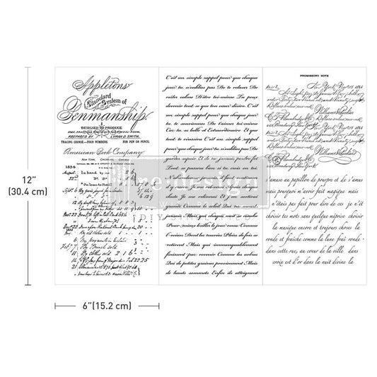 VINTAGE SCRIPT MASTERY - SMALL TRANSFER – 3 SHEETS, 6″x12″