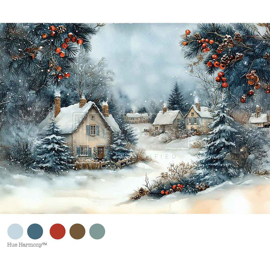 WINTER HEARTH - A4 Decoupage  – 1 sheet, 8.27″x11.69″