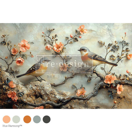 AMBER ECHOES - DECOUPAGE FIBER - 1 SHEET - 19.5" X 30"