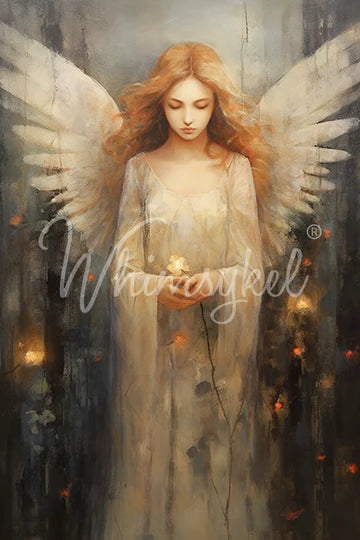 ANGELIC CONTEMPLATION - WHIMSYKEL DESIGNS - DECOUPAGE TISSUE - 21" BY 29"