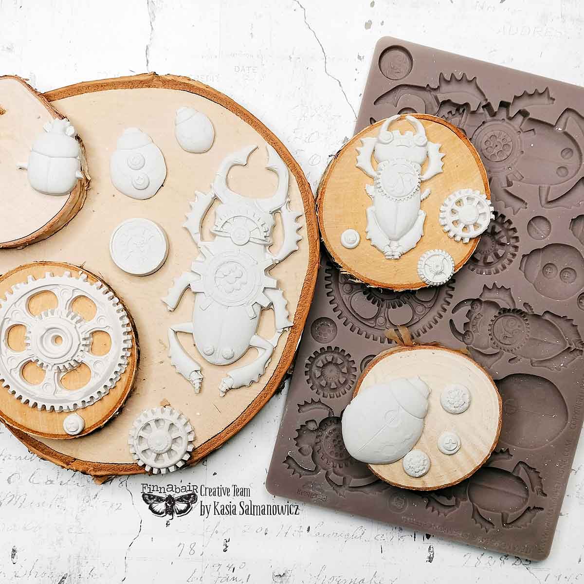 STEAMPUNK BEETLES - Finnabair Decor Moulds® – 1 pc, 5″x8″x8mm