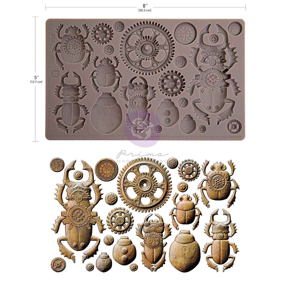 STEAMPUNK BEETLES - Finnabair Decor Moulds® – 1 pc, 5″x8″x8mm