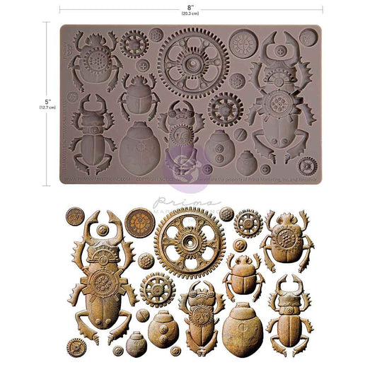 STEAMPUNK BEETLES - Finnabair Decor Moulds® – 1 pc, 5″x8″x8mm