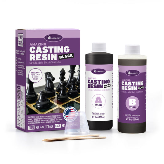 Amazing Casting Resin Black – Includes Parts A & B; 8 Fl Oz / Total 16 Fl Oz + 2 sticks + 3 cups