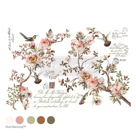BLOSSOM TWEET - DECOR TRANSFER ® -  total sheet size 24″x35″, cut into 4 sheets
