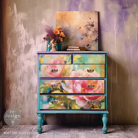 BOLD BLOOMS - A1 DECOUPAGE FIBER PAPER - REDESIGN DECOUPAGE IMAGE - A1 - 23.4" X 33.1"