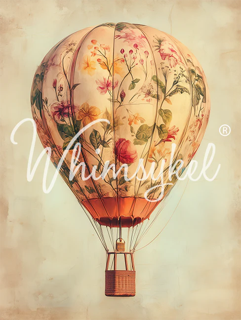 BOTANICAL BALLOON - WHIMSYKEL DESIGNS - DECOUPAGE TISSUE PAPER - 21" BY 29"