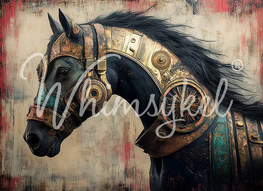 BRASS BRIDLE - WHIMSYKEL DESIGNS - DECOUPAGE TISSUE PAPER - 29" B 21"